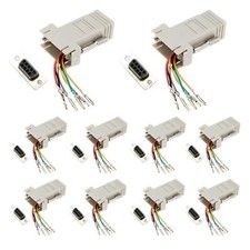 10PCS DB9 Female to RJ45 Modular Adapter 9 Pin Serial Port to RJ45 Female Eth...