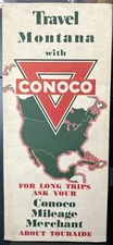 1946 MONTANA Road Map by Conoco Gasoline Oil Company Billings Butte YELLOWSTONE