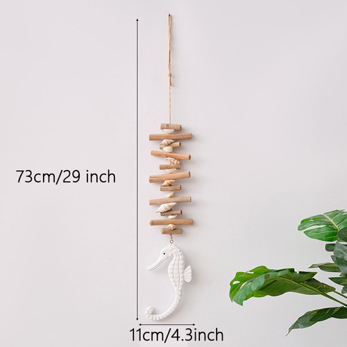 Nautical Wooden Wall Hangings Handcarved Seahorse Shell Home Decoration Craft - Picture 14 of 22
