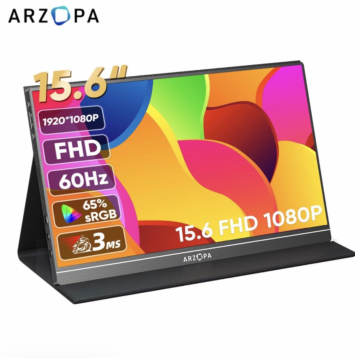 ARZOPA Portable Monitor, S1 Table 15.6'' 1080P FHD Laptop Monitor