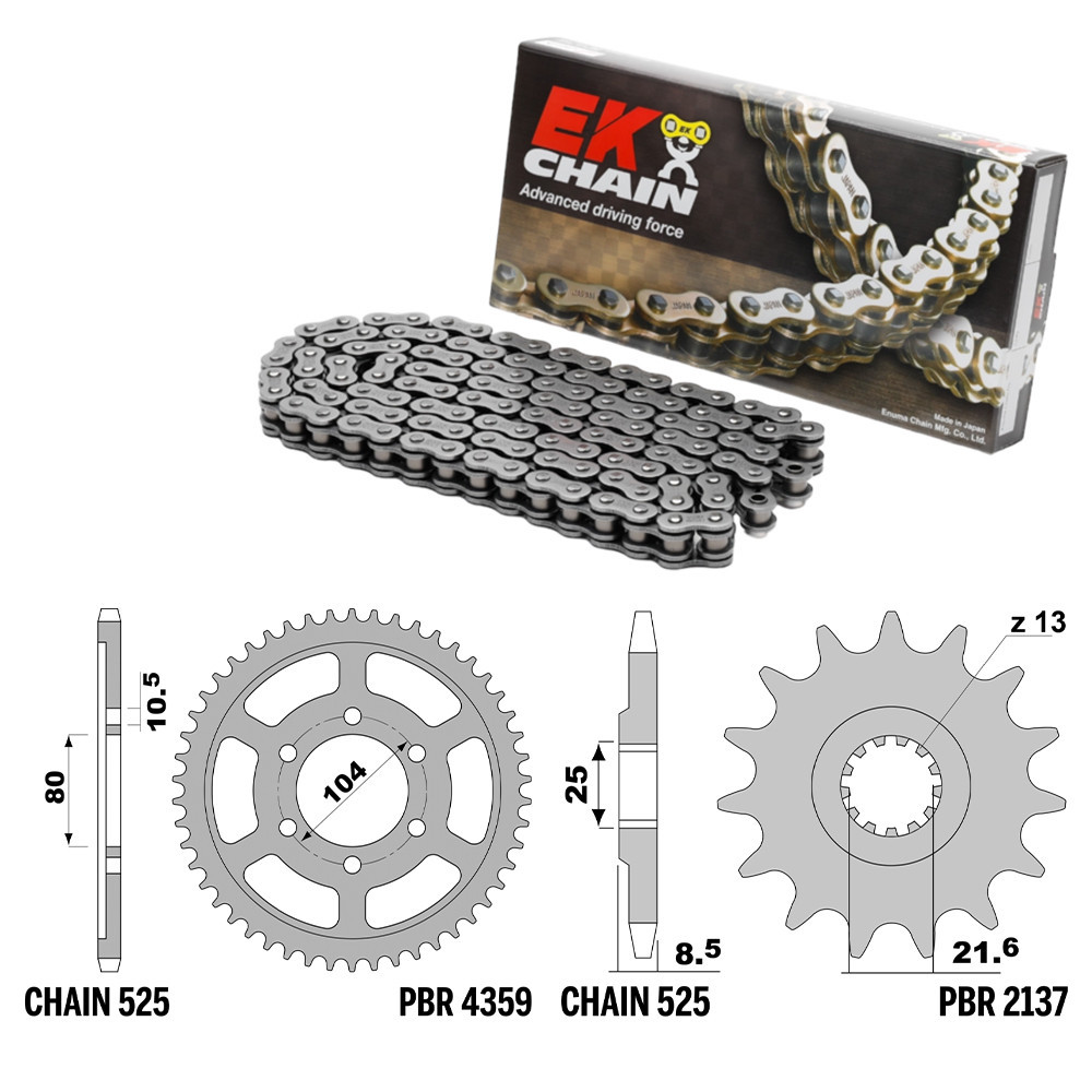 その他 CRDP5g KAWASAKI Z SX (Z1000SX) 1000 2011-2019 Ketten Kettenräder 525 PBR