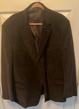 Mens Adolfo Dark Brown Corduroy Blazer Sport Coat 2 Button Cotton Size 50 R