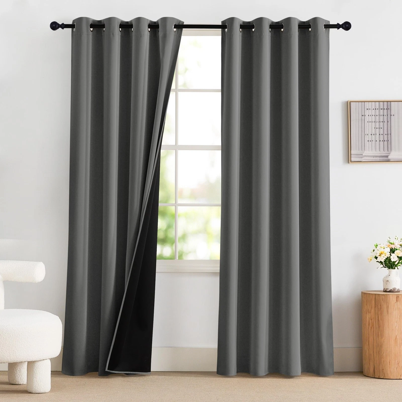Blackout Curtain Sage Green Nursery Curtains with Eyelets Set of 2 H 220...