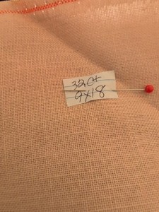 Cross Stitch Fabric  - 32 Ct Linen Pink 9" X 18"