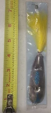 Calvin Tyler Silver/Blue Trolling Spoon - 4 Inch Spoon With Yellow Hair