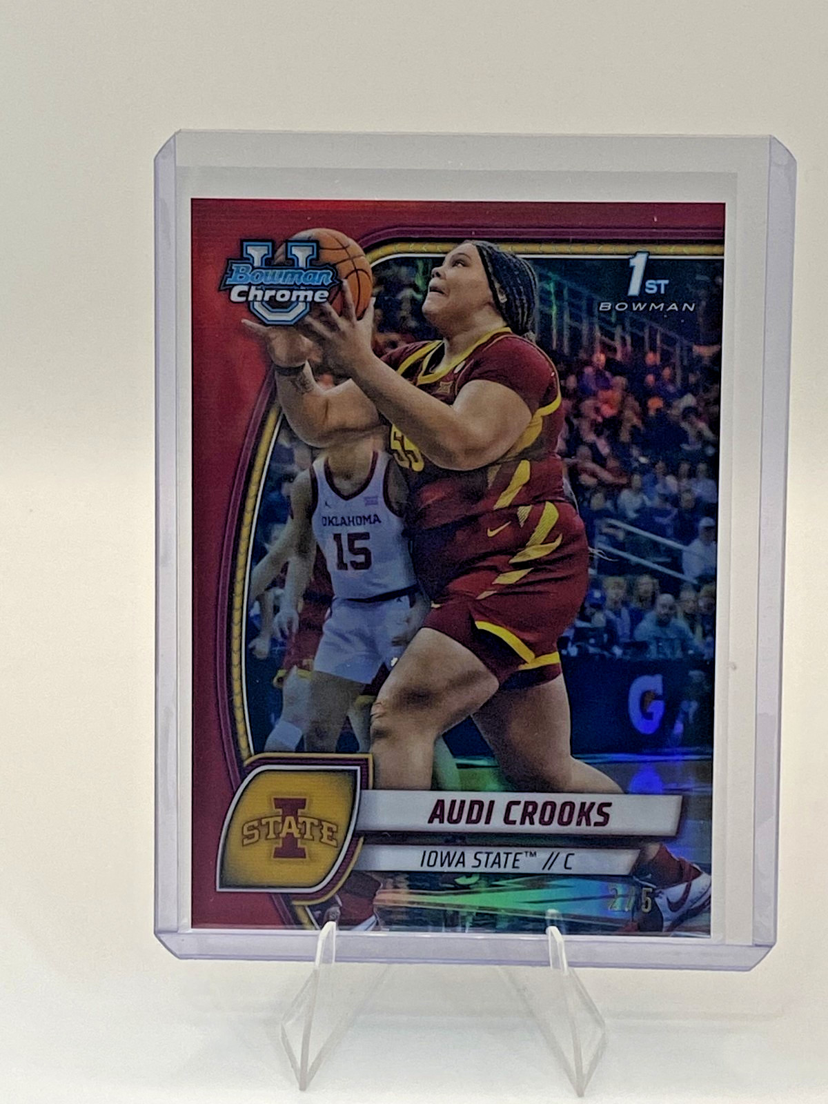 2024-25 Bowman CHROME U 1st  RED REFRACTOR Audi Crooks /5 IOWA STATE Color Match
