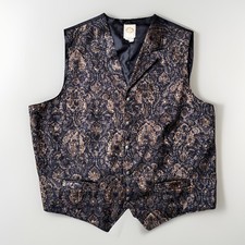 Vintage Wah Maker Frontier Vest USA Paisley Western Gambler Saloon Mens 3XT