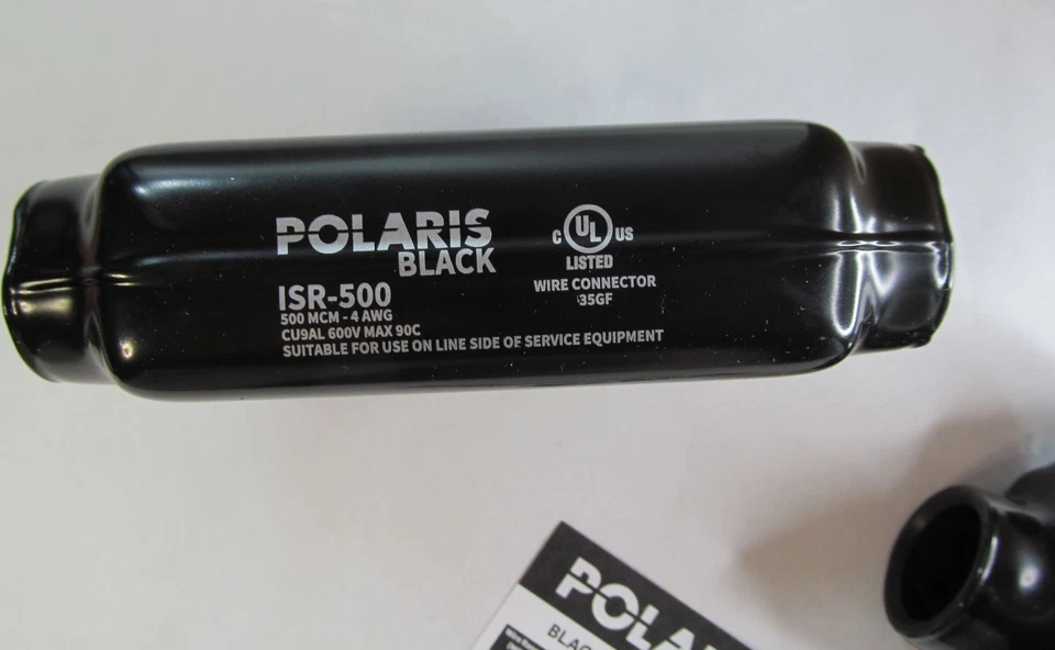 2-PACK NEW NSI POLARIS BLACK ISR-500 MCM 4-AWG INSULATED INLINE SPLICE - Image 2 of 4