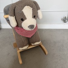 Rock My Baby Plush Rocking Dog Puppy Wooden Rocker Seat Belt 18M+