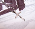 ZUNI Native American Mini Sterling Silver Petit Point Turquoise Cross Pendant — photo 3