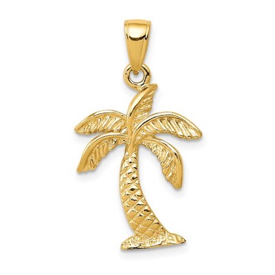 10k Gelbgold Palme Anhänger strukturiert tropisch Sommer Strand Urlaub Schmuck