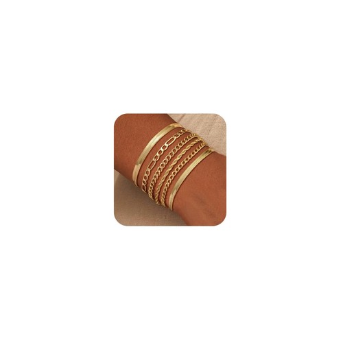 Gold Bracelets for Women, 14K Gold Plated Bracelet Stack Set Adjustable Stackabl - Picture 1 of 7