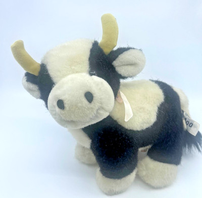 Rare Russ Berrie Moo Moo Plush Stuffed Animal Cow Black White 11'' VTG Toy