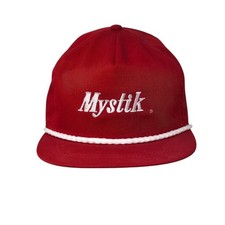 VTG Mystik Lubricants Lube Embroidered Red Leather Strapback Rope Trucker Hat