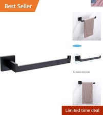Elegant Matte Black Stainless Steel Hand Towel Holder - Square Design