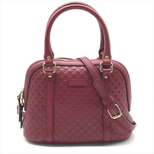 Gucci Micro GG Shima 2Way Hand Bag Shoulder Bag Leather Red Vintage Used #YH