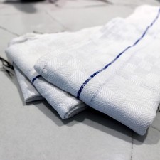 Waiter s Cloth Tea Towel Pack of 10 Colour White Check with Blue Stripe