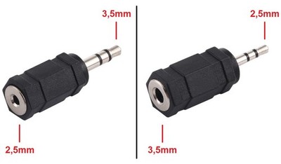 Audio Adapter 3,5mm + 2,5mm Klinke Stecker auf 2,5mm + 3,5mm Klinke Buchse