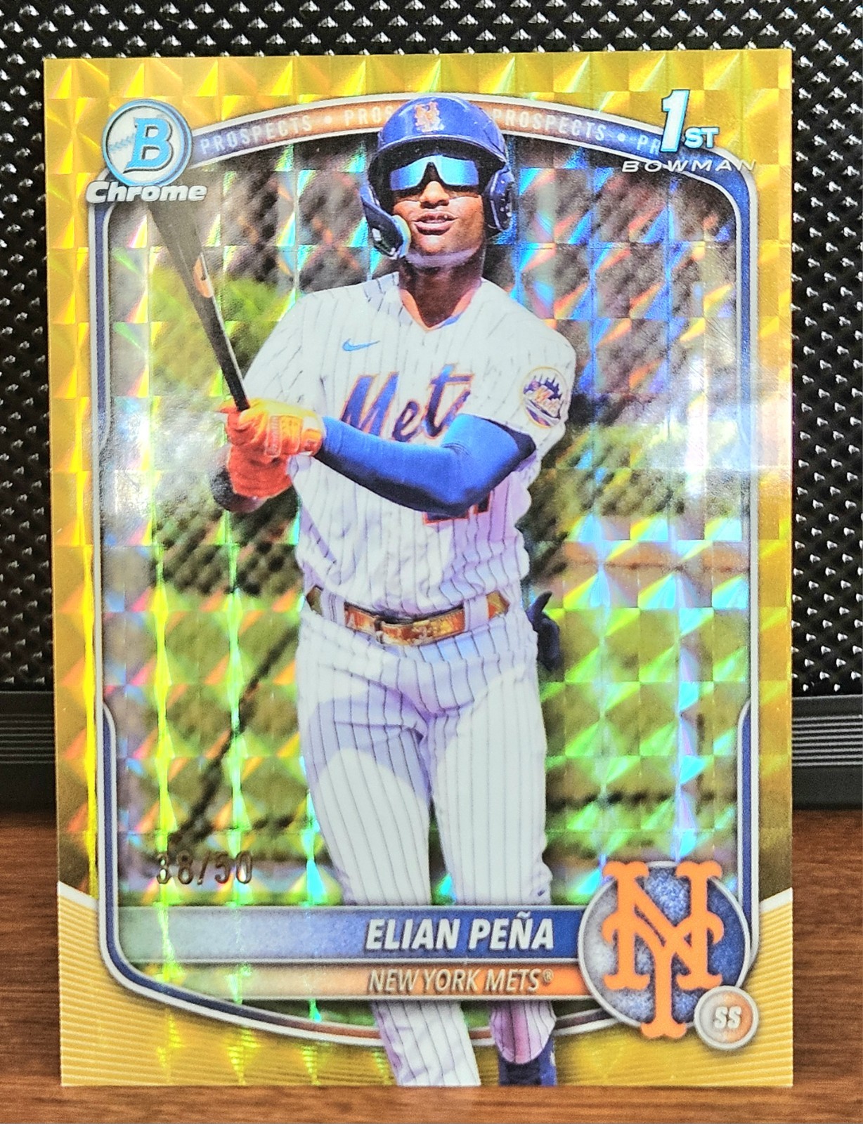 2025 Bowman Chrome Elian Pena 1st Bowman Gold Geometric Refractor /50 Mets 🔥🔥