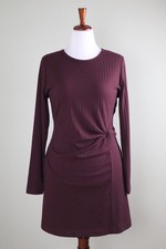 ANN TAYLOR LOFT NWT $89 Red Ribbed Side Knotted Casual Dress Size Large