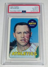 1969 Topps Jim Hunter PSA 4 AUTO 9 MINT Baseball Card HOF A?s 0 Higher Vintage
