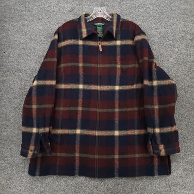 VINTAGE LRL Ralph Lauren Jacket Womens 2X Plus Blue Lambswool Plaid Full Zip