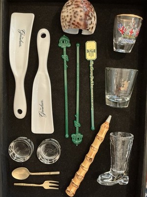  Junk Drawer   Treasures Greenbrier Shot Glasses Bamboo Salts Swizzles