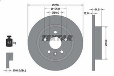 1X Disque de frein TEXTAR 92205503 pour CHEVROLET TRAX 1.6 2014-2015