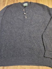 Men  s Outfitter Blue Knit Henley Sweater Pullover Cozy Casual Free Shipping