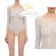 SNAKE LACE STRING BODY by Wolford S platinum grau Transparent Netz Lee Langarm