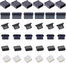 36 PCS 6 Types USB anti Dust Cover Plugs, Silicone Soft Micro USB Cap Port Prote