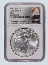 Pack of 5 - All 2016 *NGC MS 69 American Silver Eagle
