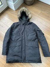 Jack and Jones Men’s Parka Style Hooded Coat Size M- Excellent Condition Black