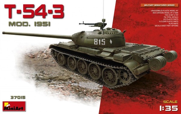 1:35 Miniart T-54-3 Soviet Medium Tank. Mod 1951 Kit MIN37015 Modellbau-image