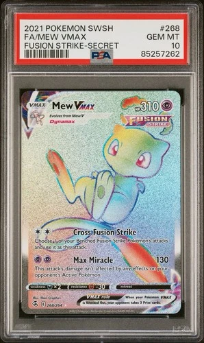 2021 Pokémon Fusion Strike Mew Vmax Secret 268/264 PSA 10