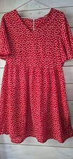 SheIn Size L Large Red Knee Length Short Sleeve Floral Dress (726/294/v)
