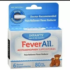 Feverall Infants' Acetaminophen Suppositories 6 UNIT By Feverall exp 12/2026