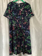 Tommy Hilfiger Women's Short Sleeve High Neck Fit & Flare Mini Dress Size14 Blue