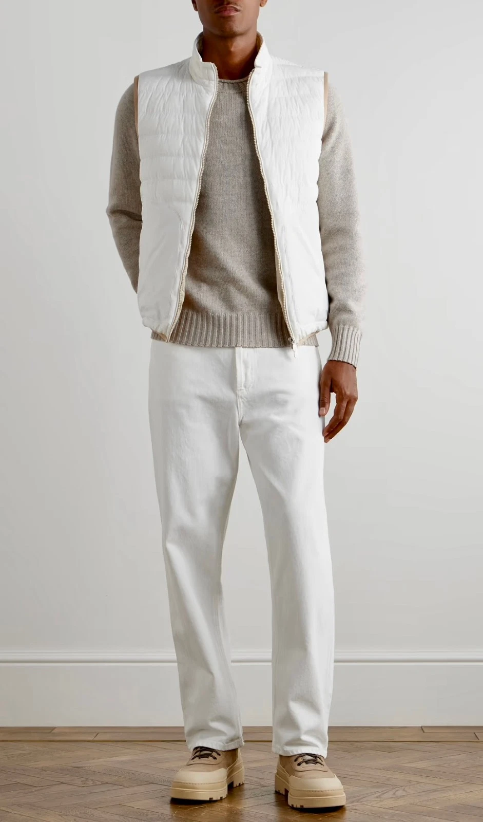 Brunello Cucinelli — Brunello Cucinelli 100% Cashmere Beige Gray Brown Sweater 50 L