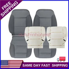 For 2014-2019 Chevy Silverado Suburban Tahoe Front Cloth Seat Cover Gray / Foam