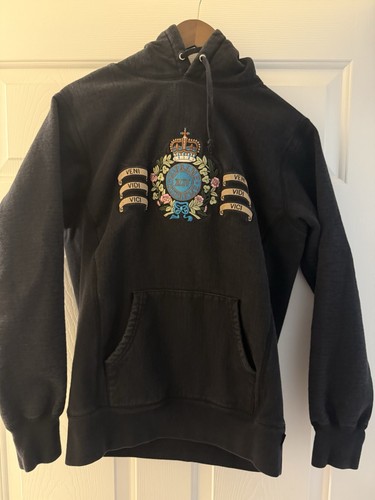 Supreme Veni Vidi Vici Embroidered Black Cotton Fleece Pullover Hoodie M