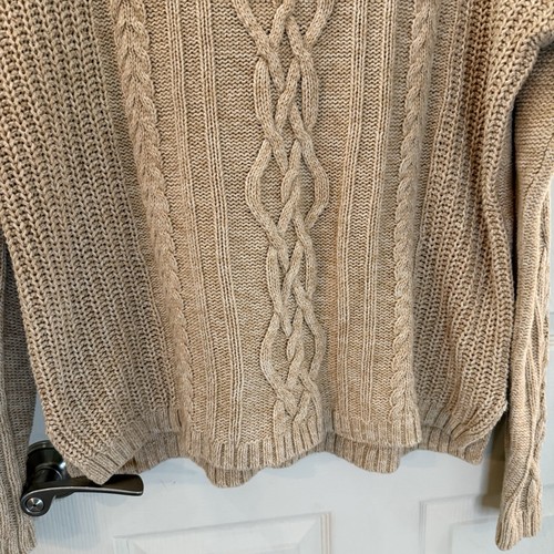 Old Navy Cable Knit 100% Cotton Fisherman Sweater Sz XL Natural Beige Pullover - Picture 3 of 14