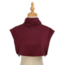 Muslim Women Pleated High Neck False Collar Sleeveless Top Blouse Shawl Wrap New