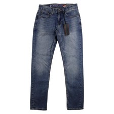 Jeans impermeables vintage para hombre 38x32 azul ciclón calce ajustado denim elástico NUEVO