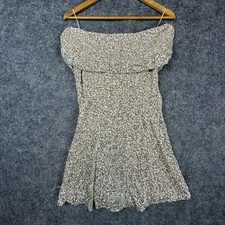 Fashion Nova Bling Sequin Mini Dress Womens XL Beige NYE Party Y2K Glam Sparkle