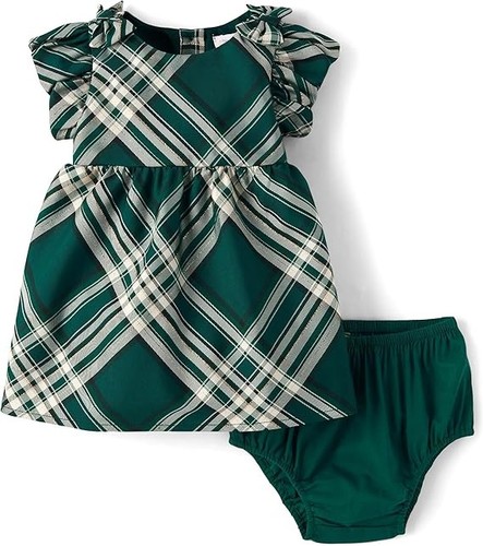 The Children's Place Baby-Newborn Short Sleeve Dressy Dress and Diaper Cover Set