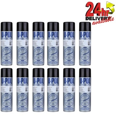 U-Pol Power Can MATT BLACK Paint 500ml x 12 Car Spray Aerosol
