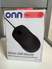 Onn Wired USB Mouse 6ft Cable 3 Button Scroll Wheel 1000 DPI Plug Play Black