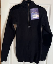 NWT Rothco Men’s XL 1/4 Zip Commando Sweater BLACK W/ Elbow Patches