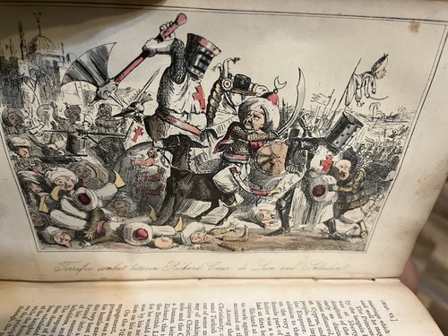 The Comic History Of England A’Beckett Woodcuts Leech Mid 1800s 2 Vol in 1 Color - Foto 7 di 14